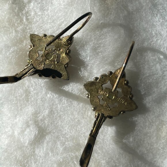 Victorian-Inspired Peridot and Seed Pearl Earrings - Picture 6 of 6